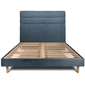 Comparateur de prix : Prestige Literie Lit avec tête de lit lignes bouclette et sommier kit - Lit en bois massif