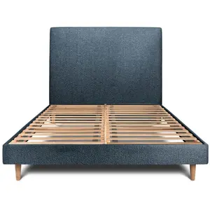 Comparateur de prix : Prestige Literie Lit 180x200cm Avec Tête De Lit Tapissier Bouclette Et Sommier Kit Bleu - Hauteur Totale : 29cm