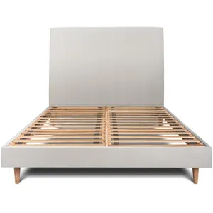 Prestige Literie Lit 180x200cm Avec Tête De Lit Tapissier Velours Et Sommier Kit Gris Clair - Hauteur Totale : 29cm