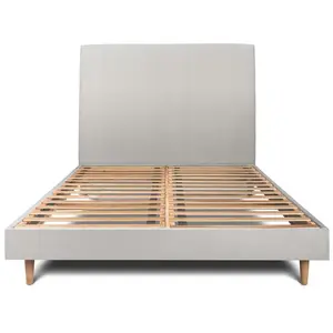 Prestige Literie Lit avec tête de lit tapissier velours et sommier kit  Gris clair 160x