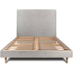 Prestige Literie Lit avec tête de lit tapissier bouclette et sommier kit  Gris 160x200