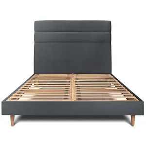 Comparateur de prix : Prestige Literie Lit avec tête de lit lignes velours et sommier kit Gris anthracite 20