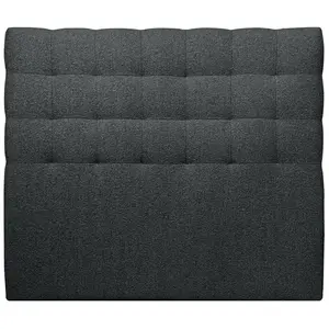 Comparateur de prix : Sommeil de plomb Tete de lit Capitonnée Bouclette Noir - Bois massif - L 180 cm - Ep 10 cm rembourré