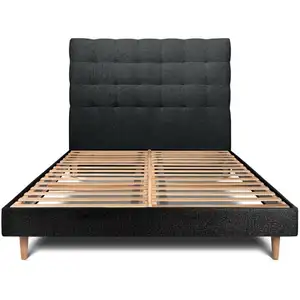 Prestige Literie Lit avec tête de lit capitonnée et sommier kit  - Lit en bois massif