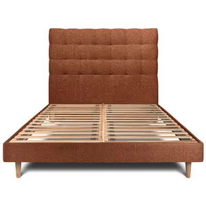 Comparateur de prix : Lit avec tête de lit capitonnée et sommier kit Terracotta 160x200