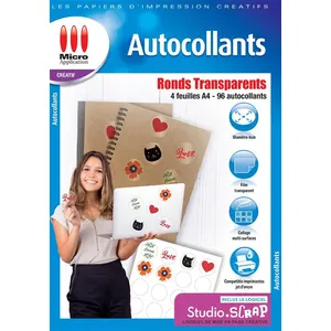 Non communiqué Autocollants Ronds Transparents - 4 feuilles A4 - 96 autocollants