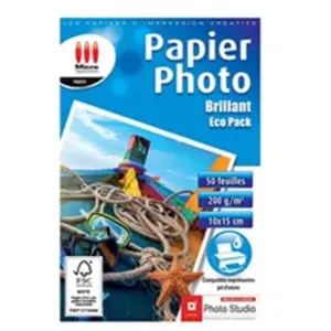 MICRO APPLICATION Papier Photo Brillant 10x15 - 200 g/m² - 50 Feuilles