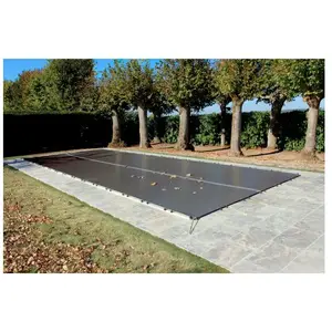 BACHES-PISCINES.COM Bâche Hivernage 550 g/m² Gris Anthracite 7,70 x 4,70 m pour Piscine Maximum 7 x 4 m avec Grille d'Evacuation - Direct Usine France