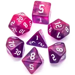 Epic forge Lot de 7 Dés Resine en boîte - Rose Paillettes
