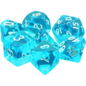 Comparateur de prix : HDT-02 lot de 7 Dés en boîte Gemmes Azur - HD Dice Dés - TI-EFD0046