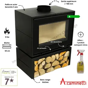 Poêle à bois Panorama 75 A.Caminetti pas cher