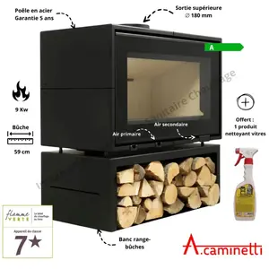 Poêle à bois Panorama 90 A.Caminetti pas cher