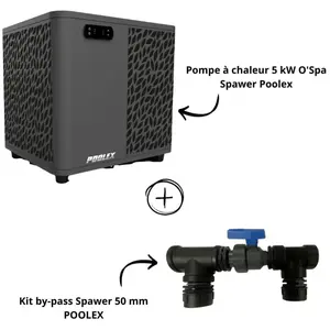 Poolex - Pack transformation spa pompe à chaleur 5 kW + by-pass pas cher
