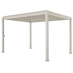 SWEEEK Pergola bioclimatique aluminium 4x3m beige pas cher