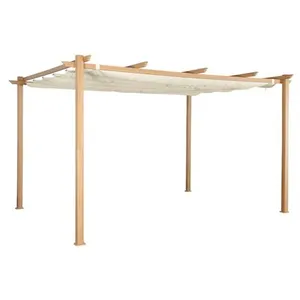 Comparateur de prix : SWEEEK Pergola aluminium - isla 3x4m -  imitation bois. Toile écru - t...