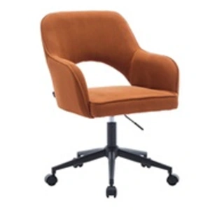 SWEEEK Chaise de bureau à roulettes velours côtelé camel L 60 x P 62 x H 89 / 99cm pas cher