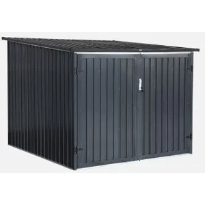 sweeek Garage à vélo rangement 4 vélos gris en acier galvanisé L 203 x P 198 x H 157 cm pas cher