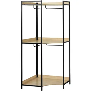 sweeek Module dressing d'angle noir 4 penderies et 2 étagères pas cher