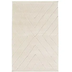 Sweeek Tapis intérieur tufté avec légers reliefs crème. 120 x 170cm pas cher
