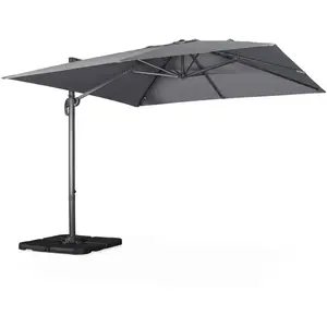 Parasol déporté carré SWEEEK - Gris - 3x3m - Aluminium - Inclinable et rabattable pas cher