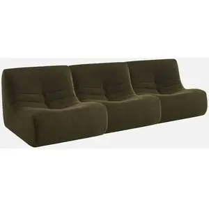 SWEEEK Lot de 3 fauteuils chauffeuses en bouclette texturée kaki foncé style contemporain 1 placeVendu paramazon