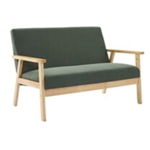 SWEEEK Banquette canapé 2 places en bois et tissu velours côtelé coloris vert kaki. Isak. L 114 x P 69.5 x H 73cm