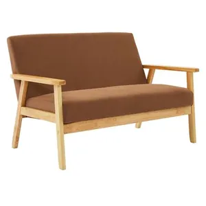 SWEEEK Banquette canapé 2 places en bois et tissu velours côtelé coloris marron. Isak. L 114 x P 69.5 x H 73cm