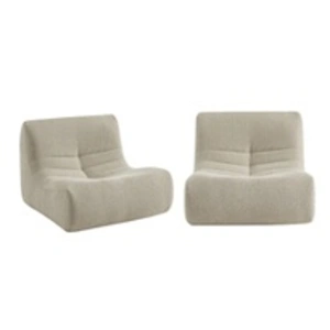sweeek 2 fauteuils chauffeuses bouclette texturée beige