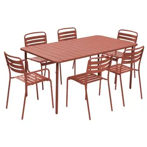 sweeek Table de jardin métal 2 fauteuils 4 chaises terracotta pas cher