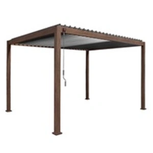 SWEEEK Pergola Bioclimatique coloris bois foncé   Triomphe   3x4m. aluminium. à lames orientables