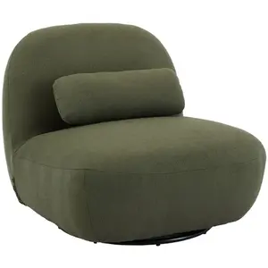 SWEEEK Fauteuil pivotant, bouclette texturée vert kaki foncé pas cher