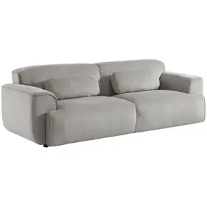 SWEEEK Canapé 3 places tissu velours côtelé gris clair pas cher
