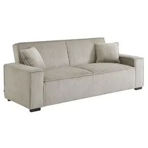 SWEEEK Canapé convertible 3 places beige velours côtelé L 231 x P 96.5 x H 80cm pas cher