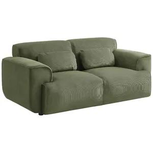 SWEEEK Canapé Wallas. 2 places. tissu velours côtelé vert L 180 x P 98 x H 73cm pas cher