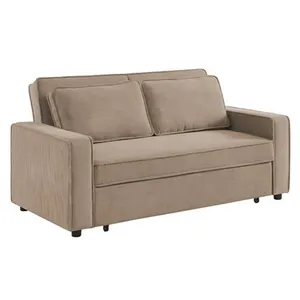 SWEEEK Canapé convertible 3 places blanc beige velours côtelé. banquette. lit