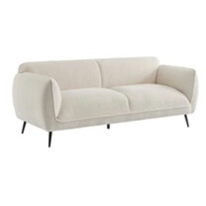 Comparateur de prix : SWEEEK Canapé 3 places tissu bouclette crème et pieds métal noir
