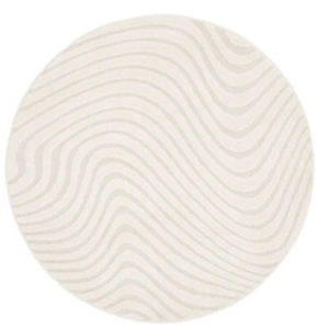 sweeek Tapis rond intérieur motifs ondulations en relief crème Ø160cm pas cher