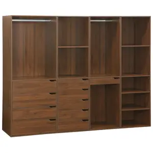 Comparateur de prix : SWEEEK Kit dressing modulable avec 4 éléments. noyer. panneaux stratifiés