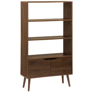 Comparateur de prix : SWEEEK Étagère bibliothèque effet bois de noyer. 2 portes 3 niveaux