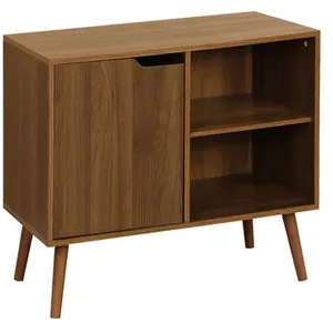 Sweeek Buffet de rangement effet bois de noyer 1 porte. 2 étagères. buffet bas. 80cm pas cher