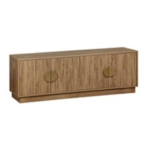 SWEEEK Meuble TV exotique 4 portes effet bois de manguier. poignées en métal doré L 140 x P 40 x H 48cm pas cher