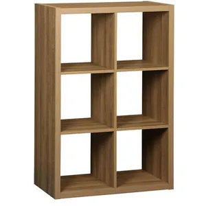 Comparateur de prix : Sweeek Etagère bibliothèque 2 niveaux 6 compartiments. effet bois de manguier. L 111.2 x P 39 x H 76cm