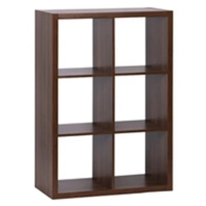 Comparateur de prix : Sweeek Etagère bibliothèque 2 niveaux 6 compartiments. effet bois de noyer. L 111.2 x P 39 x H 76cm