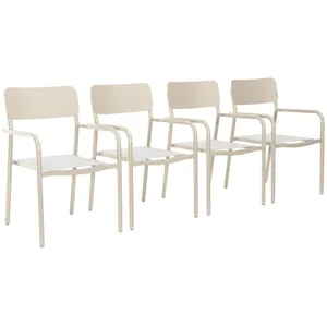 sweeek Lot de 4 fauteuils de jardin empilables beige pas cher