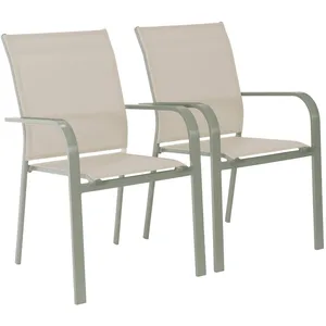 sweeek Lot de 2 fauteuils de jardin empilables kaki pas cher