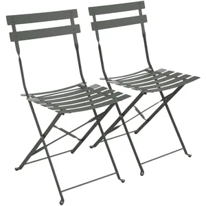 Sweeek Lot de 2 chaises de jardin bistrot pliables en acier thermolaqué. 49.5 x 41 x 80.5cm pas cher