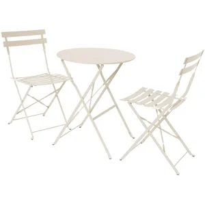 Comparateur de prix : Sweeek Table de jardin bistrot pliable ronde D.60 x 70cm. avec deux chaises pliantes. acier thermolaqué