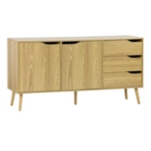 SWEEEK Buffet de rangement scandinave. buffet haut. vaisselier. 2 portes. 3 tiroirs. effet frêne. 160cm pas cher
