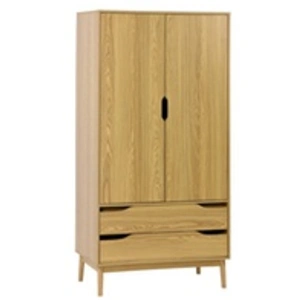 SWEEEK Armoire dressing vintage effet frêne 2 portes. 2 tiroirs. 1 tringle pas cher