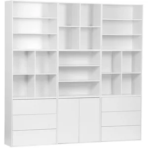 Kit étagère, bibliothèque décor bois blanc 9 éléments kit 2